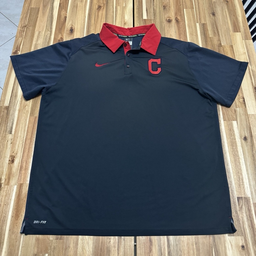 Cleveland Guardians Polo Shirt Mens 2XL Nike Blue MLB Baseball Performance Golf